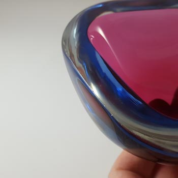 Murano Pink & Blue Sommerso Glass Retro Geode Bowl