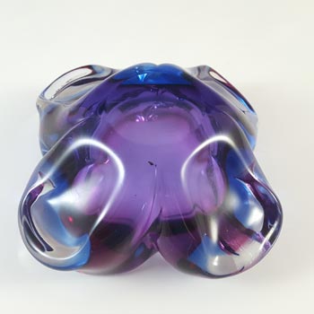 Murano Purple & Blue Sommerso Glass Vintage Geode Bowl