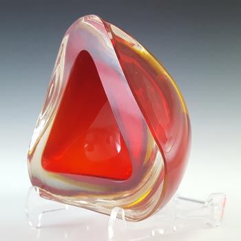 Murano Red & Amber Sommerso Glass Vintage Geode Bowl