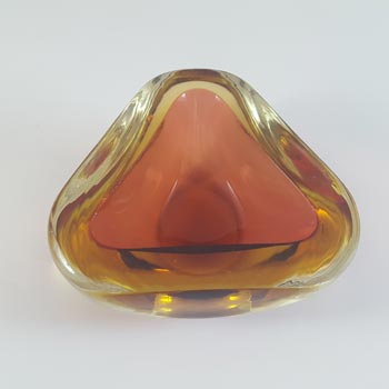 Murano Brown & Amber Sommerso Glass Vintage Geode Bowl