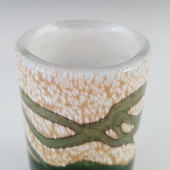 SIGNED Gozo Maltese Cream & Green Glass 'Springtime' Vase
