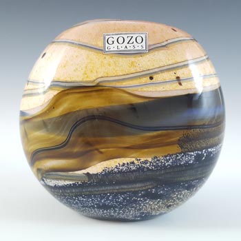 LABELLED Gozo Maltese Sandy & Black Glass 'Seashell' Vase