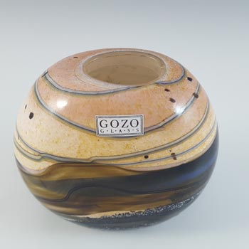LABELLED Gozo Maltese Sandy & Black Glass 'Seashell' Vase