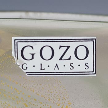 SIGNED Gozo Maltese Green Gold Leaf Glass 'Verdi' Vase
