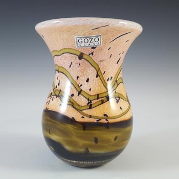 SIGNED Gozo Maltese Sandy & Brown Glass \'Seashell\' Vase