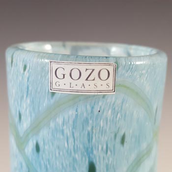 SIGNED Gozo Maltese Blue & Green Glass 'Seaweed' Vase