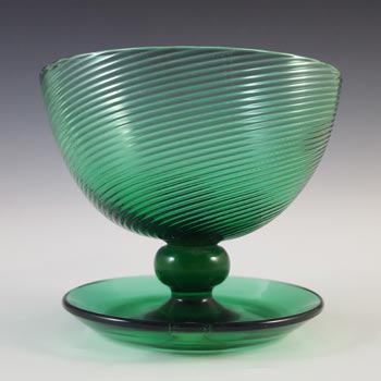 LABELLED Gullaskruf Green Glass \'Snoddas\' Bowl by Lennart Andersson