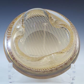 Harrachov Czech Amber & White Lattice Glass \'Harrtil\' Bowl