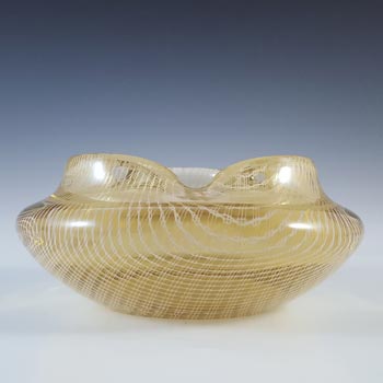 Harrachov Czech Amber & White Lattice Glass 'Harrtil' Bowl