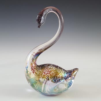 Heron Glass Brown Iridescent Swan Sculpture / Figurine