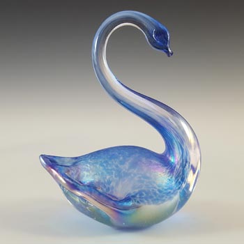 Heron Glass Blue Iridescent Swan Sculpture / Figurine