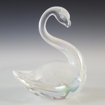 Heron Glass White Iridescent Swan Sculpture / Figurine