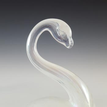 Heron Glass White Iridescent Swan Sculpture / Figurine