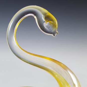 Heron Glass Yellow Iridescent Swan Sculpture / Figurine