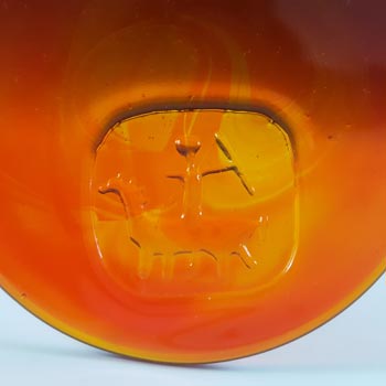 Holmegaard Jacob E. Bang Orange Glass 'Jæger Til Hest' Suncatcher