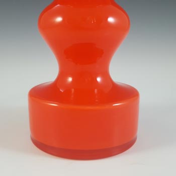 Hirschberg German Red Hooped Vintage Cased Glass Vase