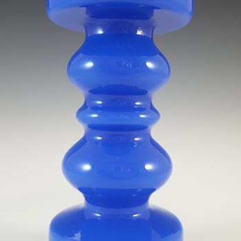 Hirschberg German Blue Hooped Vintage Cased Glass Vase