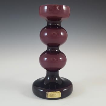 Empoli 1970\'s Italian Purple Retro Cased Glass Hooped Vase