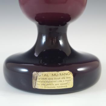 Empoli 1970's Italian Purple Retro Cased Glass Hooped Vase
