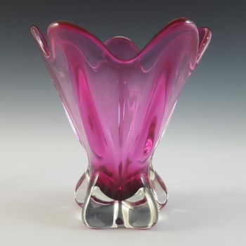 Iwatsu Hineri Japanese Pink Cased Glass Vintage Vase