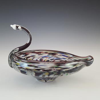 Japanese Speckled Vintage Glass Swan Bowl - Foreign Label