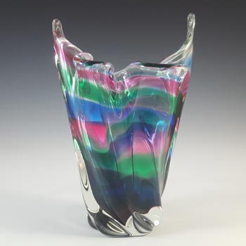 Iwatsu Japanese Multicoloured Cased Glass Handkerchief Vase