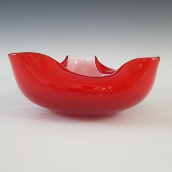 Japanese Red & White Cased Glass 'Wales' Biomorphic Bowl