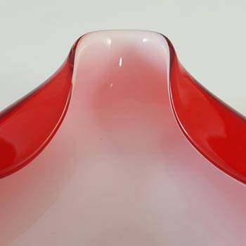 Japanese Red & White Cased Glass 'Wales' Biomorphic Bowl