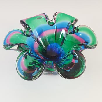 Iwatsu Japanese Multicoloured Cased Glass Retro Bowl