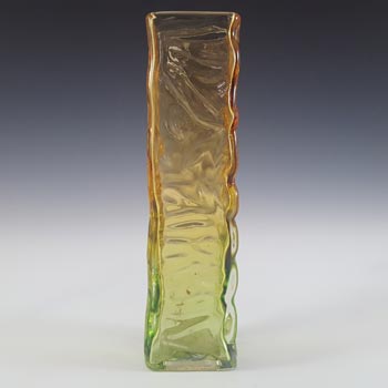 Tajima Japanese "Best Art Glass" Textured Amber & Green Glass Vase