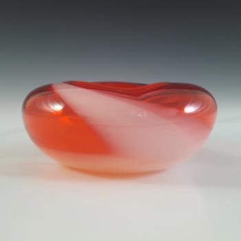 Japanese Red & White Vintage Glass Bowl / Ashtray