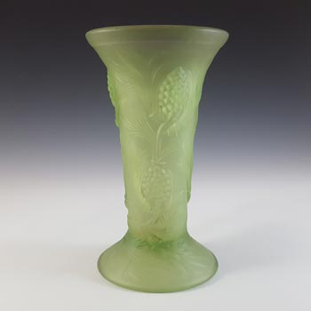 Jobling #5000 Art Deco Uranium Green Glass Fircone Vase