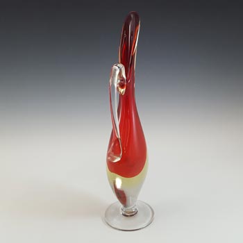 Murano Red & Uranium Yellow Sommerso Glass Jug Vase