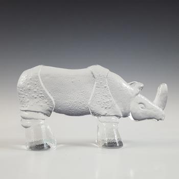 Kosta Boda Glass Rhino Sculpture - Zoo Series by Bertil Vallien