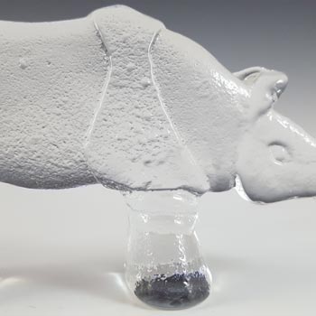 Kosta Boda Glass Rhino Sculpture - Zoo Series by Bertil Vallien