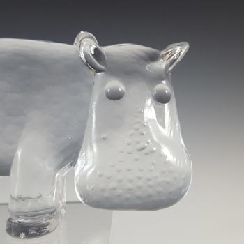 Kosta Boda Glass Hippo Sculpture - Zoo Series by Bertil Vallien