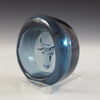 Boda Vintage Swedish Blue Glass Bull Bowl by Erik Hoglund