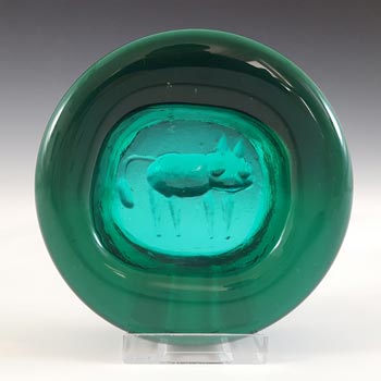 Boda Vintage Swedish Turquoise Glass Cat Bowl by Erik Hoglund