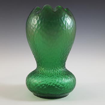 Kralik Art Nouveau Iridescent Green Glass \'Martelé\' Vase