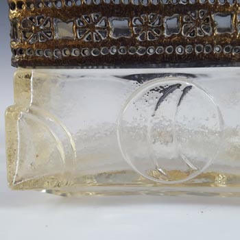SIGNED Kumela Finnish Glass & Metal Vase by Pentti Sarpaneva