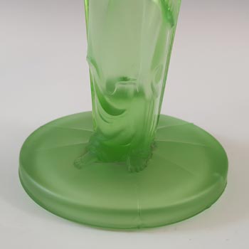 Art Deco Uranium Green Frosted Glass Oriental Lady Vase