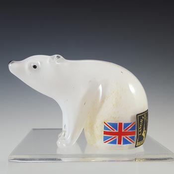 SIGNED & LABELLED Langham White Glass Polar Bear Sculpture