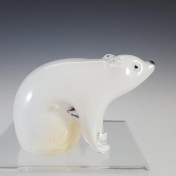 SIGNED & LABELLED Langham White Glass Polar Bear Sculpture