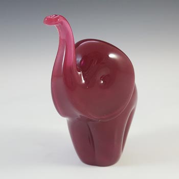MARKED Langham British Pink Glass Elephant Sculpture