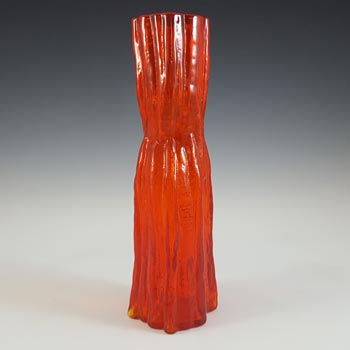 Lindshammar Swedish Orange Bark Textured Glass Vase