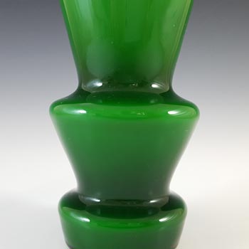 Lindshammar / Alsterbro Swedish Green Hooped Glass Vase