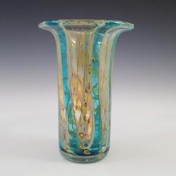 (image for) Mdina 'Crysal Blue Stripe' Maltese Glass Vase - Signed