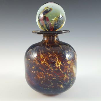 Mdina \'Tortoiseshell\' Maltese Brown Glass Decorative Bottle - Signed