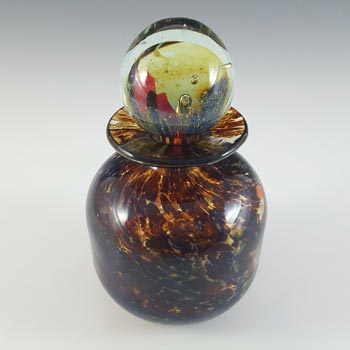 Mdina 'Tortoiseshell' Maltese Brown Glass Decorative Bottle - Signed