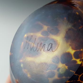 SIGNED Mdina 'Tortoiseshell' Brown Glass Cylinder Vase